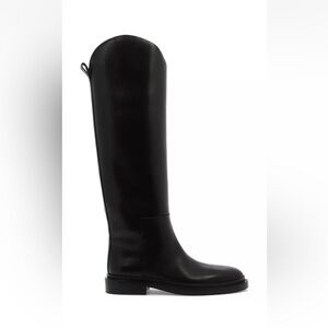 Jil Sander | Black Leather Almond-toe Riding Boots | 39